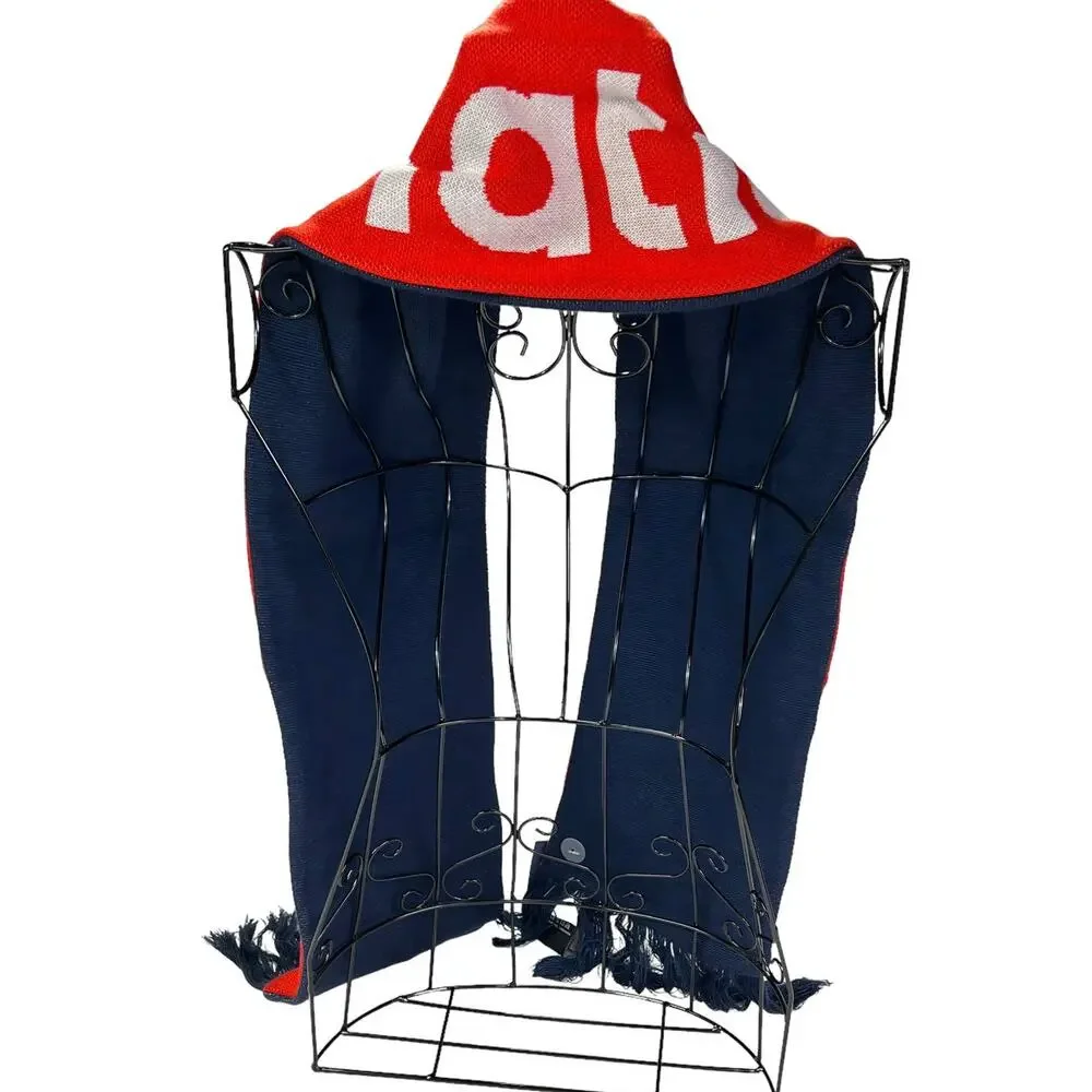 Fanatics Unisex Soft Fringed Color Block Winter Scarf Navy Blue Red 59 X 6.5